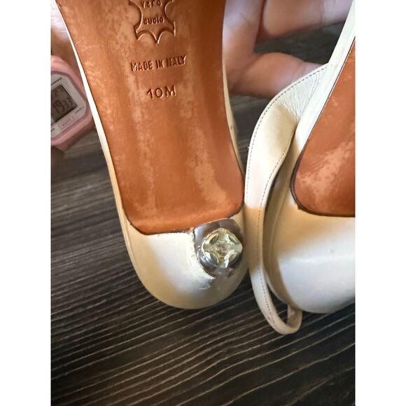 Vintage Jarolini Leather Patchwork Slingback Heels Sz. 10 - Picture 4 of 11